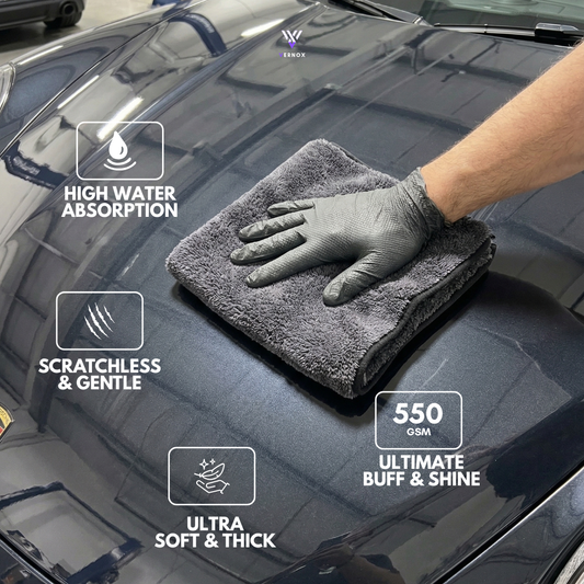 Vernox Ultra-Plush Microfiber Buffing Towel – 550 GSM - Set of 2 - 40 x 40 CM